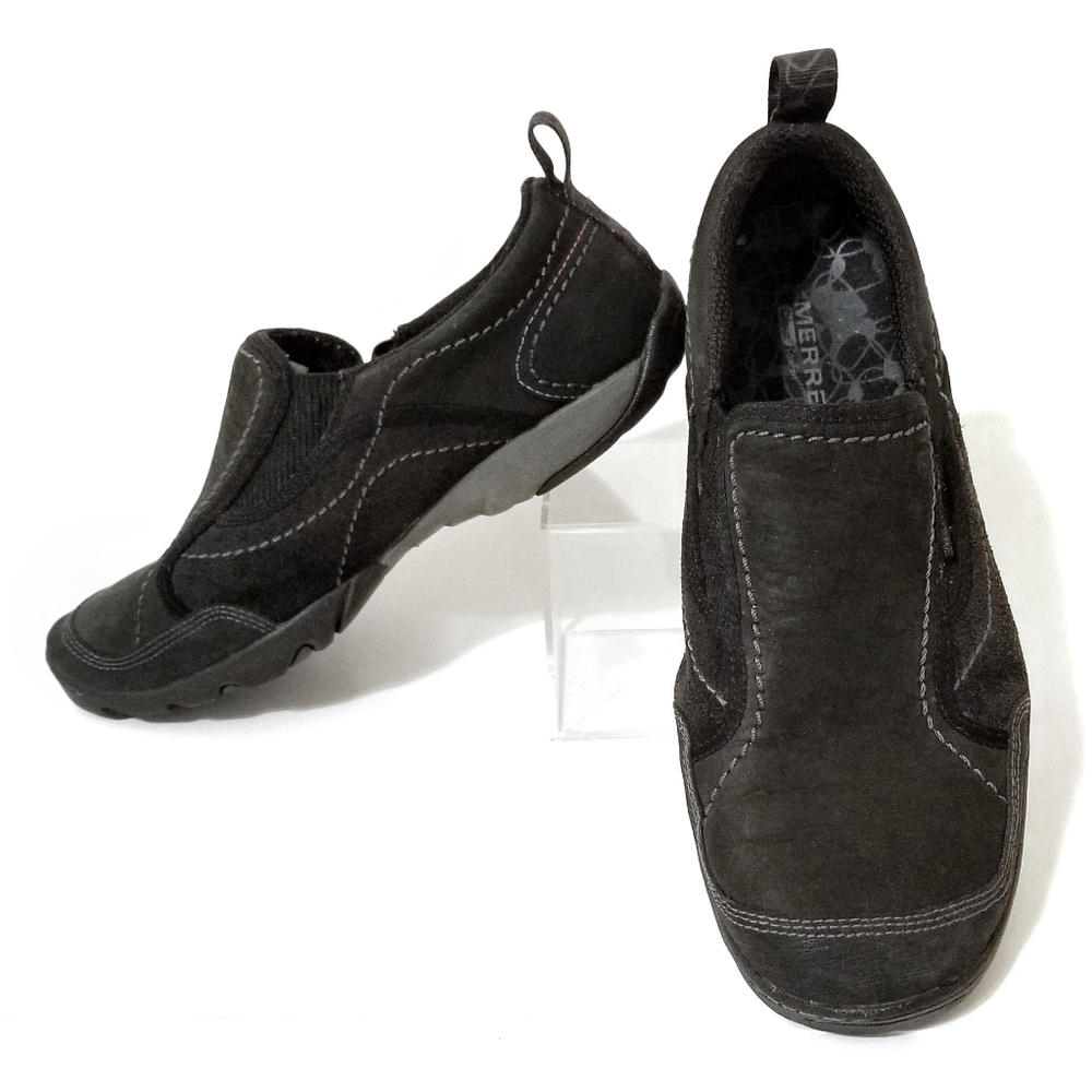 Merrell Mimosa Moc black suede slip-on shoes